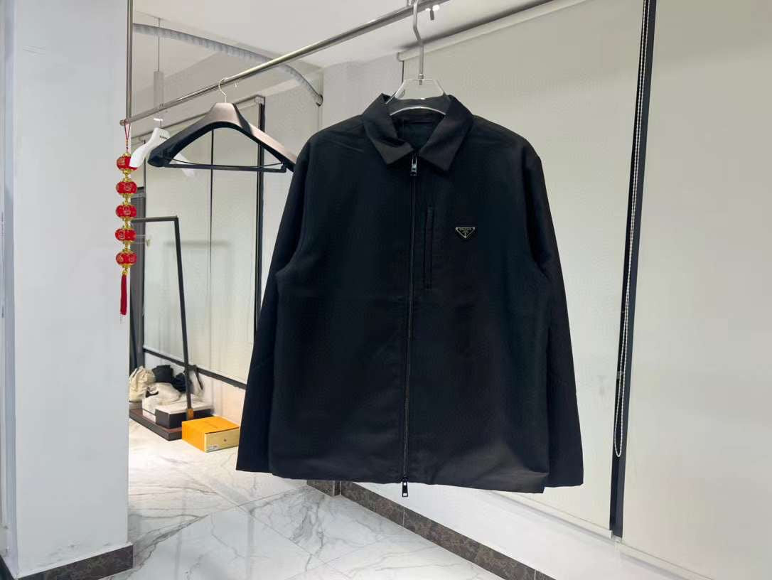 Prada veste - zippée à plaque logo Noir