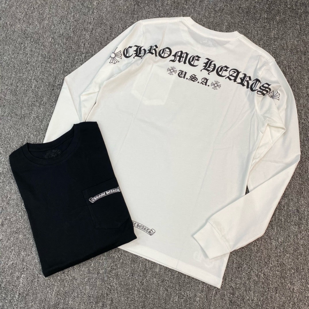 T shirt manche longue Chrome Hearts Shoulder Logo - White / Black