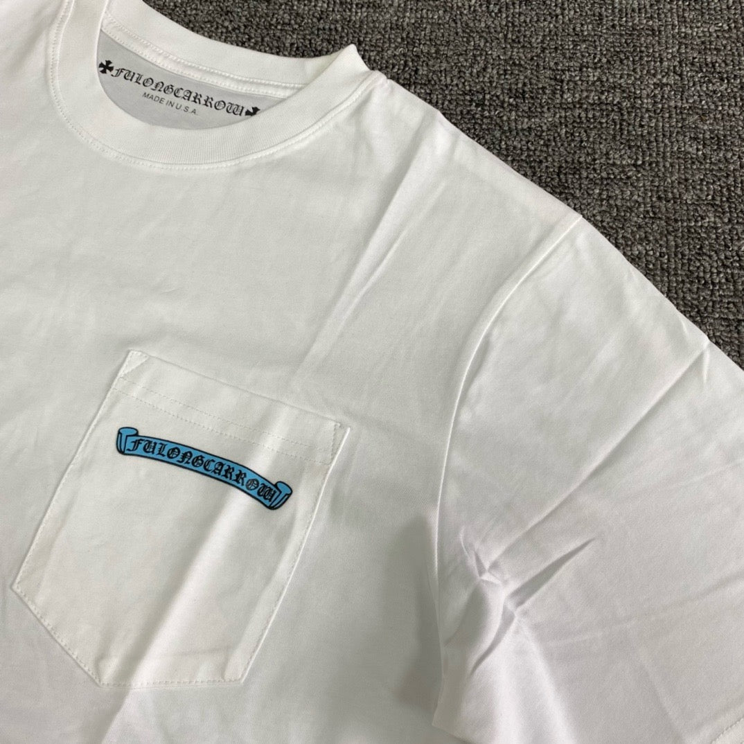 T shirt blanc bleu / noire bleu