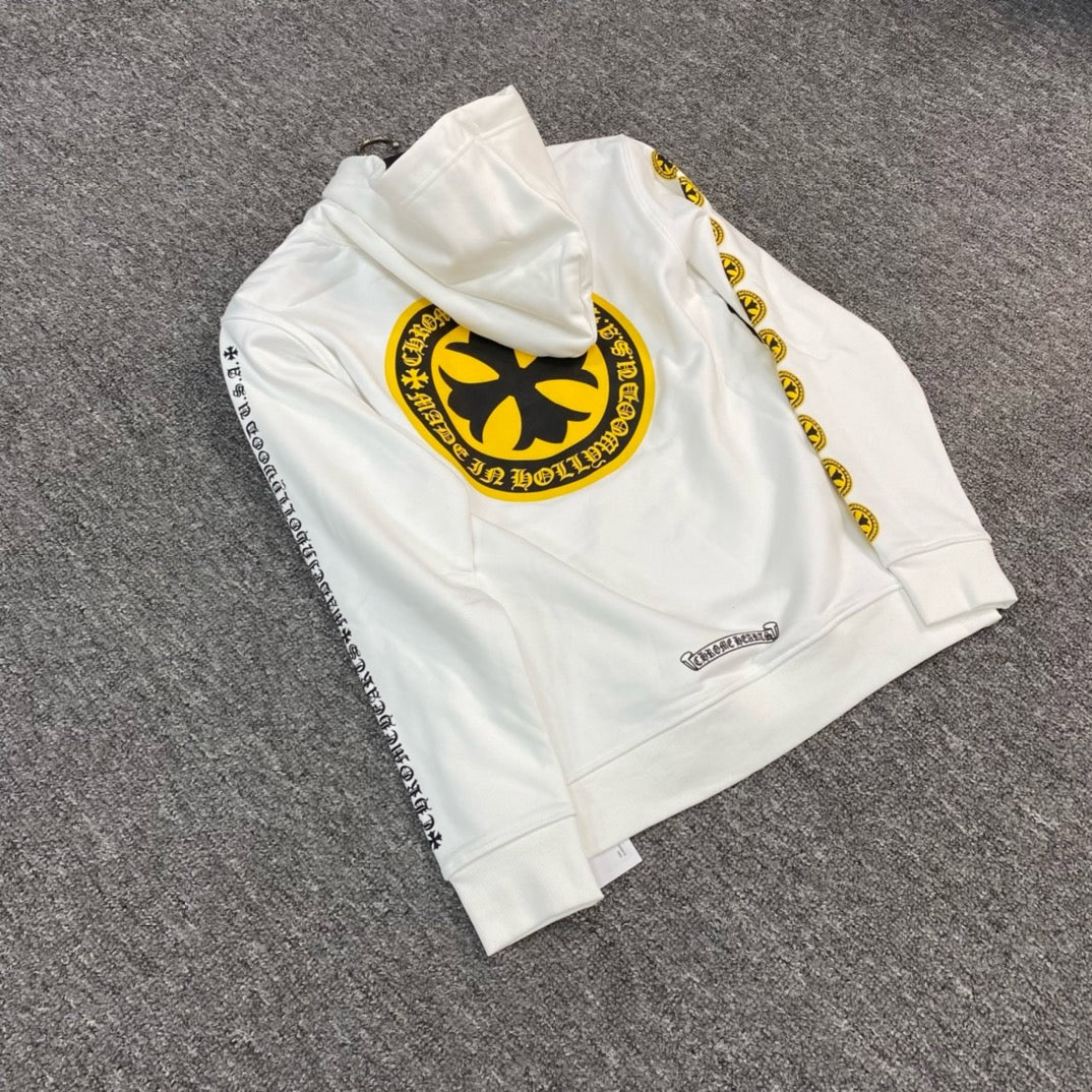 Chrome Hearts Plus Logo Pullover Hoodie - Black/Yellow  White/Yellow