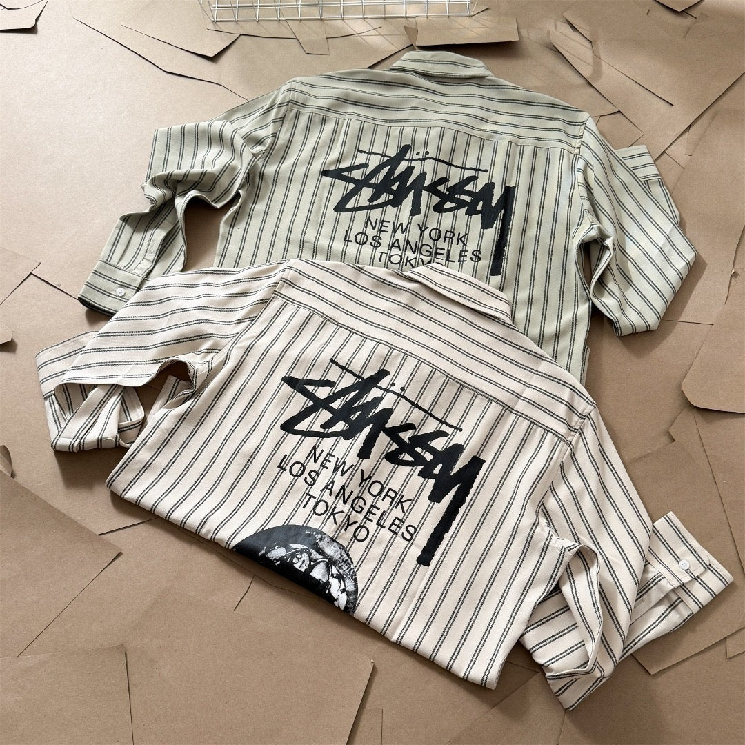 Chemise en coton manches longues Stussy