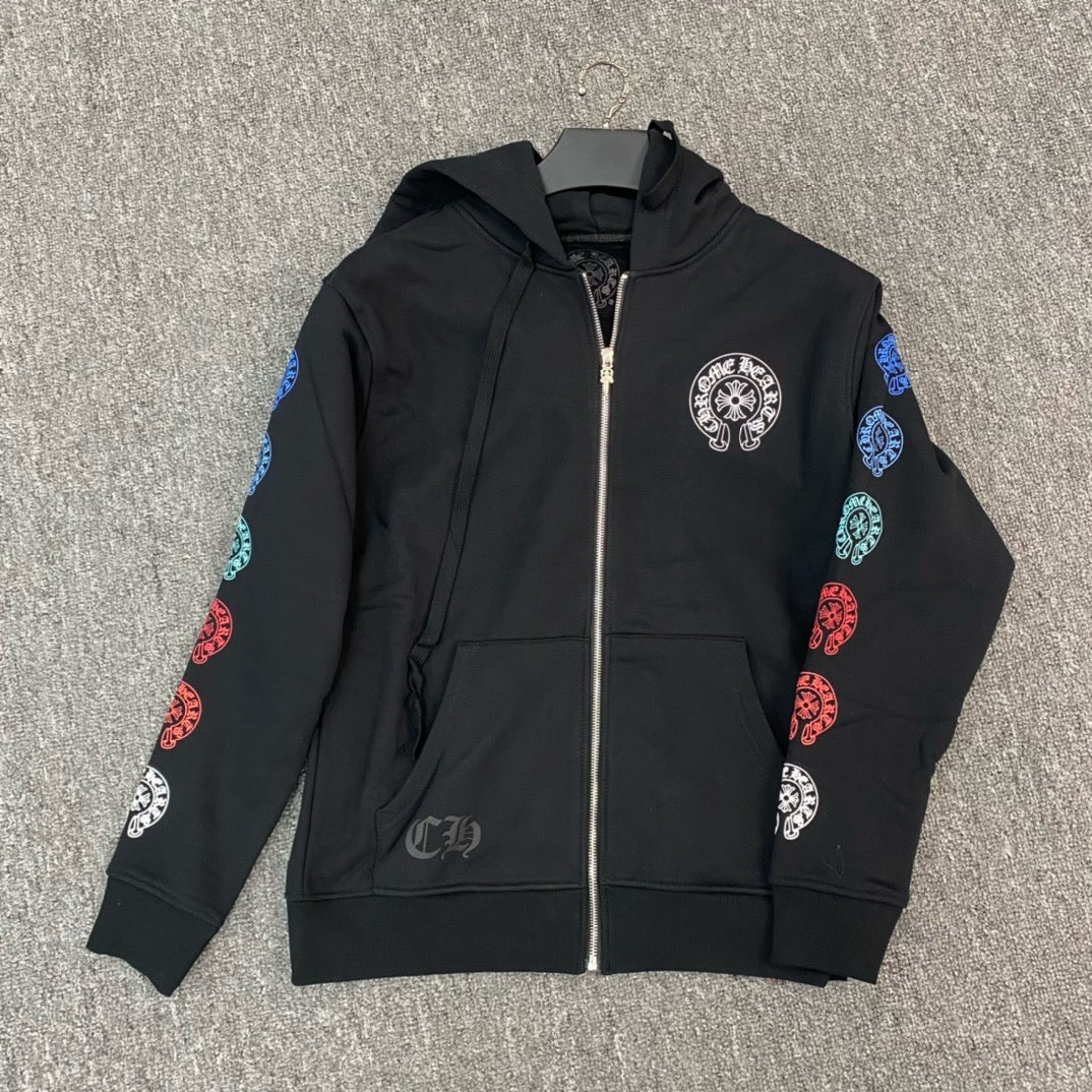 Chrome hearts Multi color Horseshoe Logo Zip Up hoodie