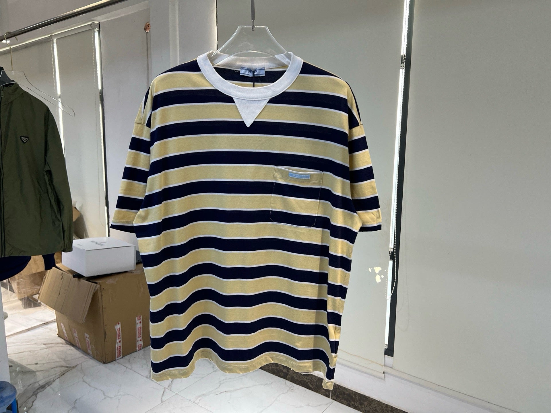 Bayadere striped lisle cotton T-shirt
