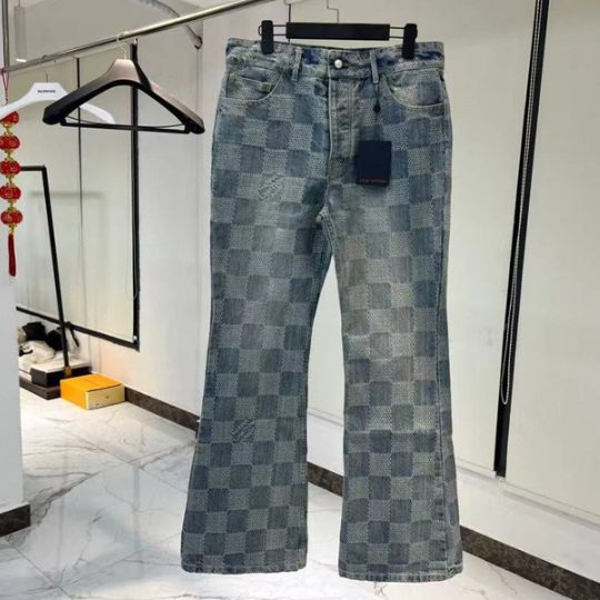 Pantalon droit Damier en denim