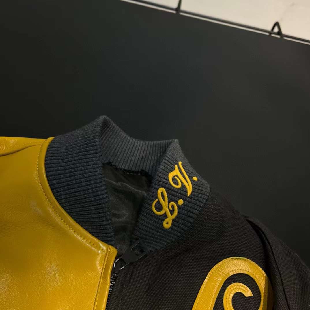 Bomber aviateur en cuir et toile