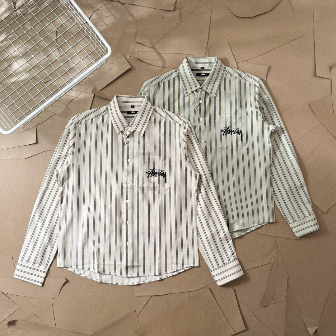 Chemise en coton manches longues Stussy