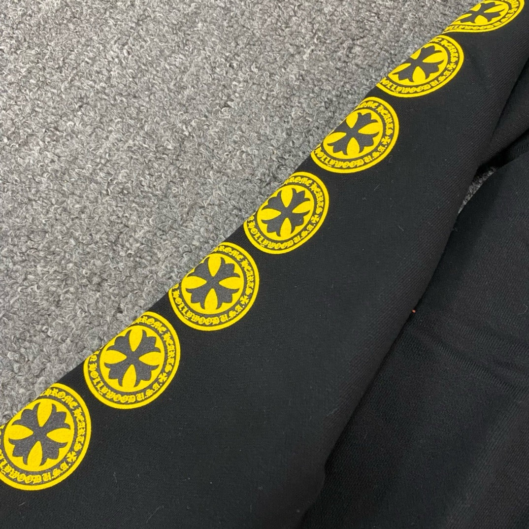 Chrome Hearts Plus Logo Pullover Hoodie - Black/Yellow  White/Yellow