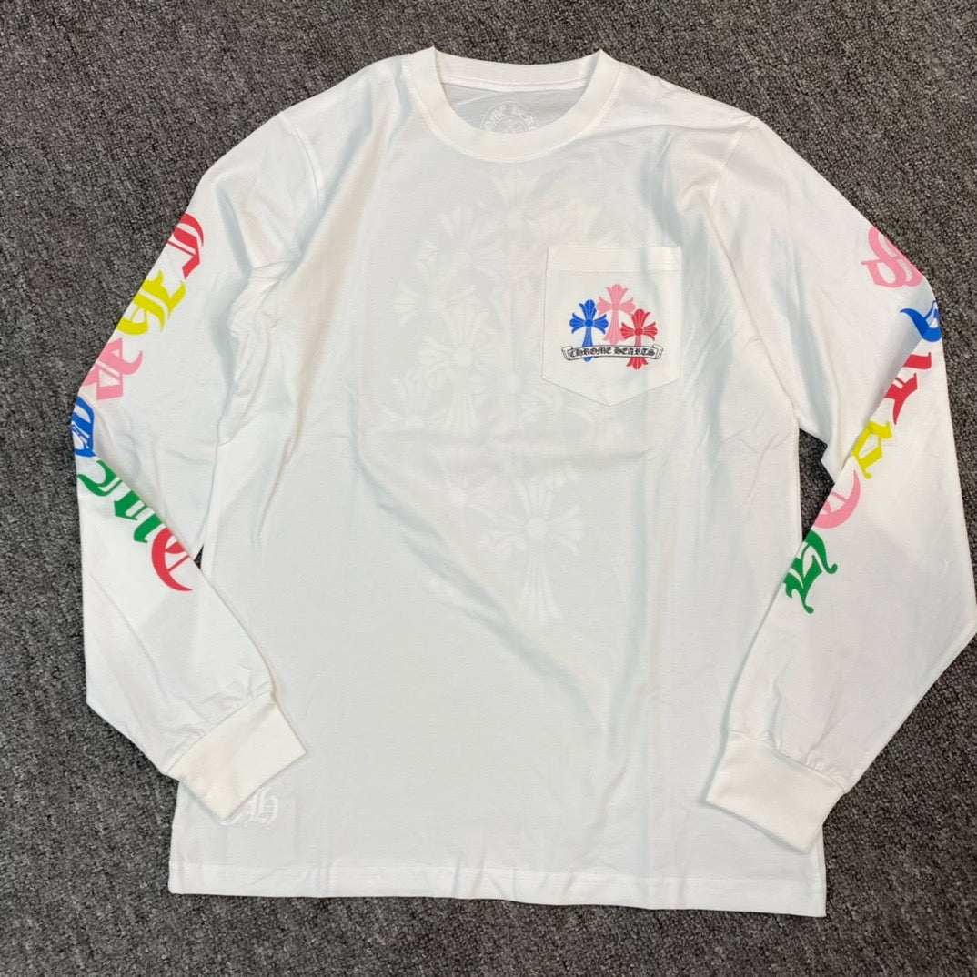 T shirt manche longue Chrome Hearts Multi Color Cross Cemetery L/S