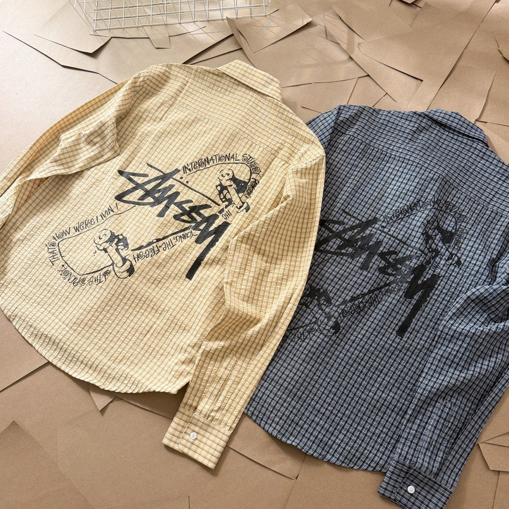 Chemise en coton manches longues Stussy