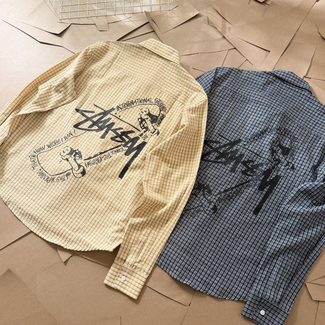 Chemise en coton manches longues Stussy