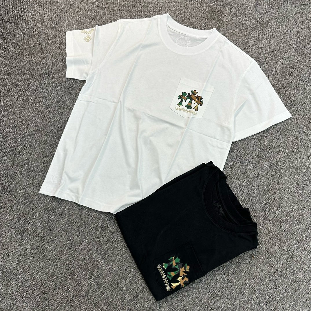 Chrome Hearts Horse Shoe Logo Pocket T-Shirt Black and white