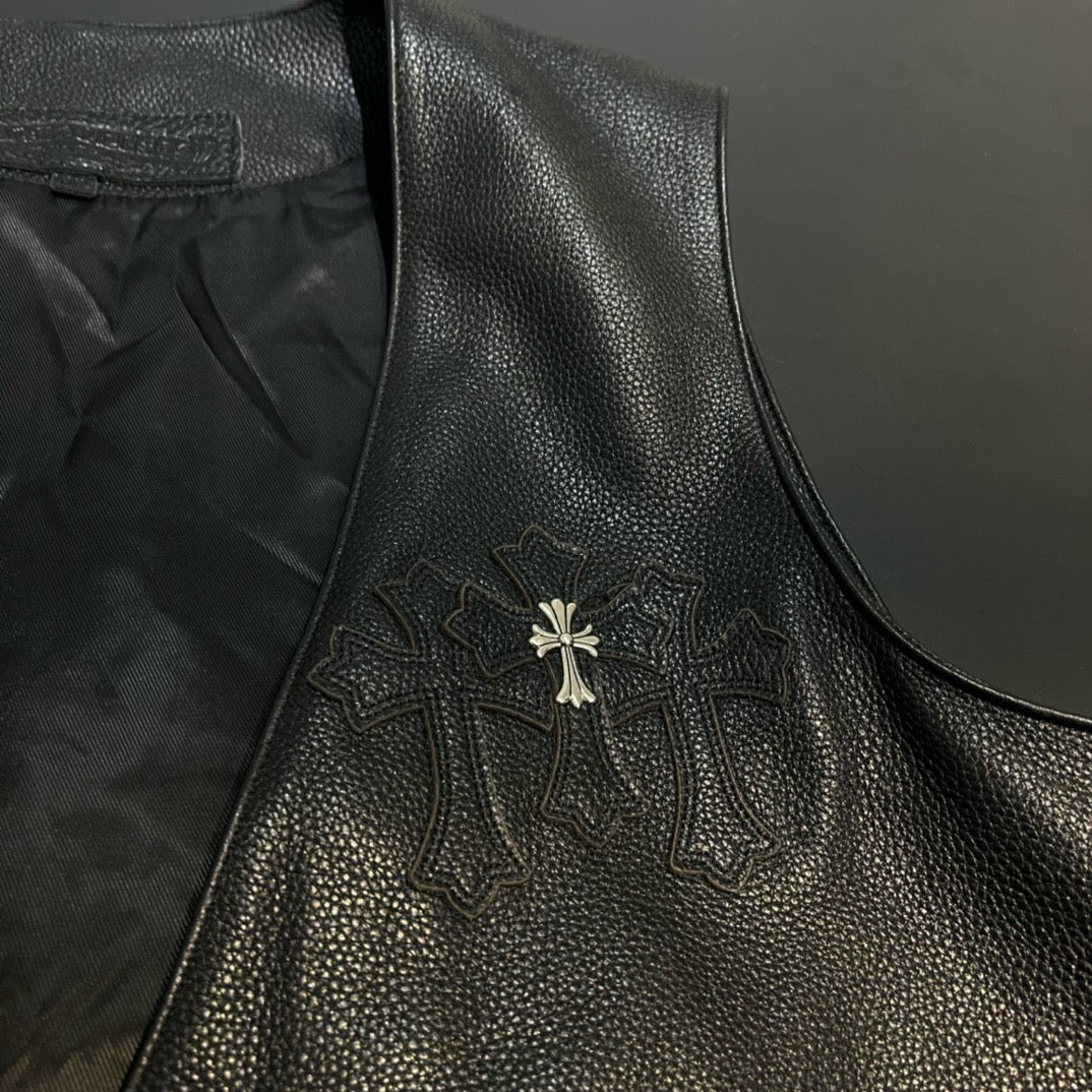 Chrome hearts - Veste en cuir manche courte