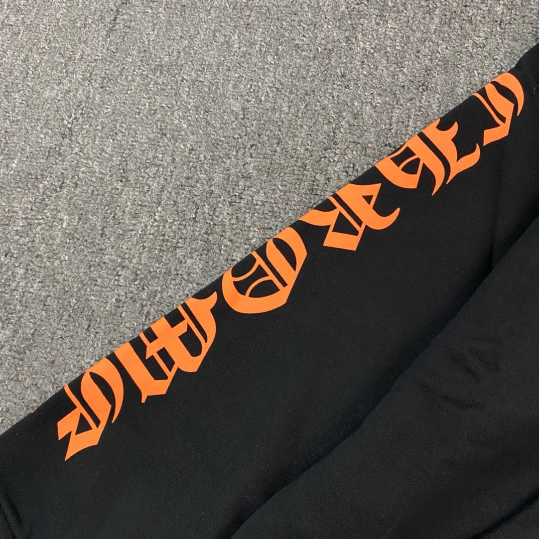 Sweatshirt à capuche manche longue Black and orange motif Chrome Hearts