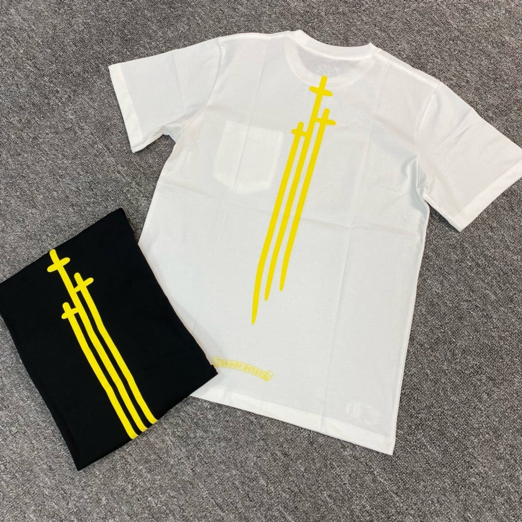 T shirt manche courte Blanc et jaune / Noir et jaune