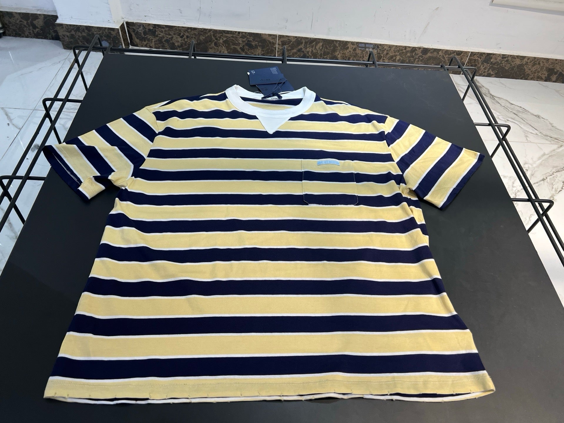 Bayadere striped lisle cotton T-shirt