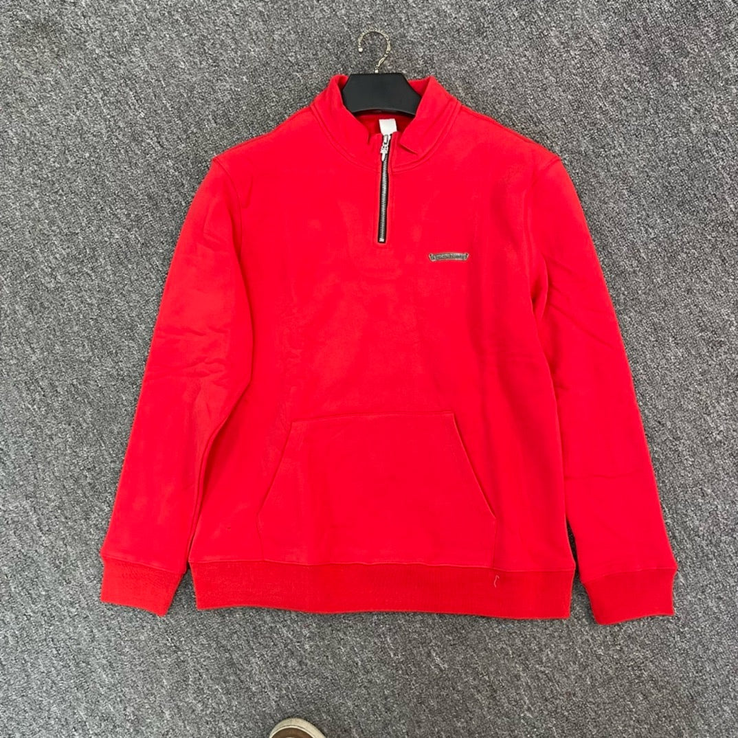 Chrome Hearts Triple Cross Script Logo Half-Zip Sweatshirt - red