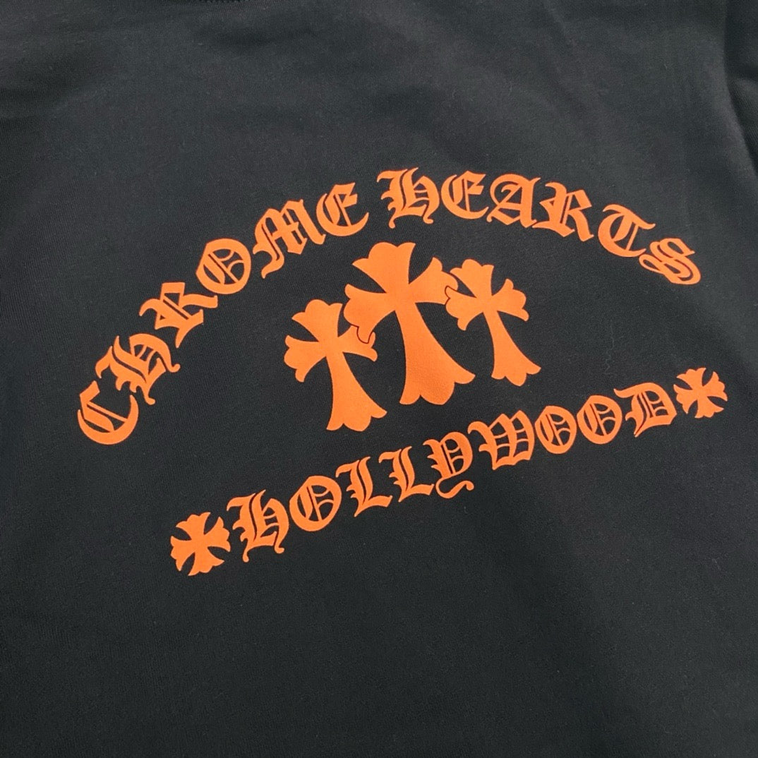 Sweatshirt à capuche manche longue Black and orange motif Chrome Hearts