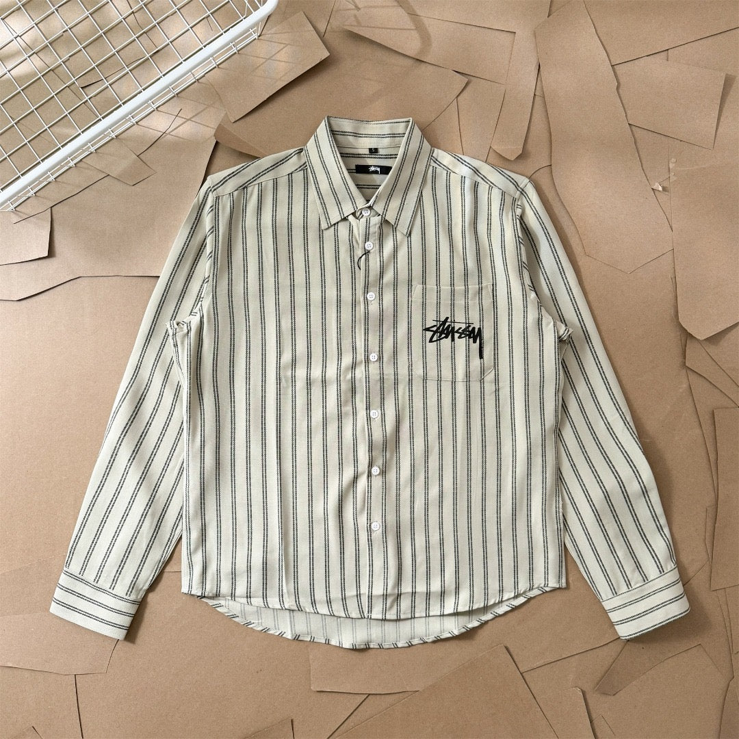 Chemise en coton manches longues Stussy