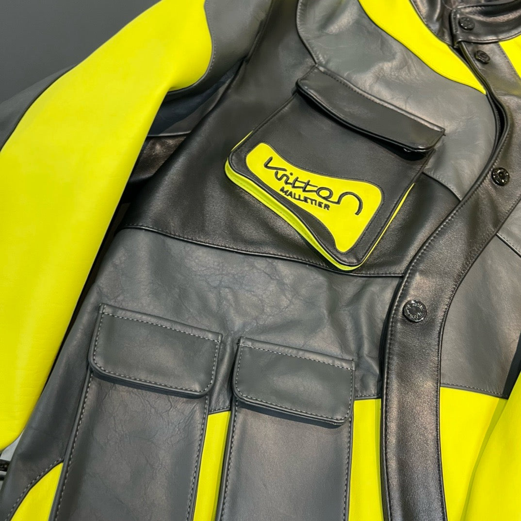 Veste de motard asymétrique en cuir