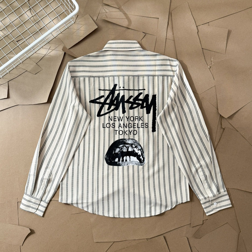 Chemise en coton manches longues Stussy