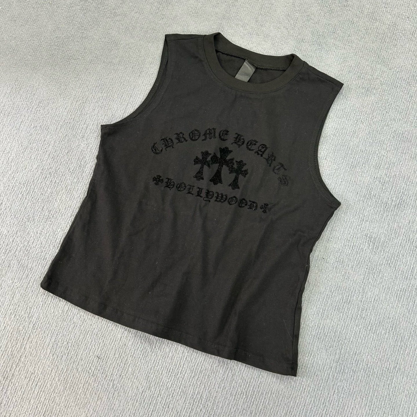 Chrome Hearts Triple Cross Tank Top Tee in Gray