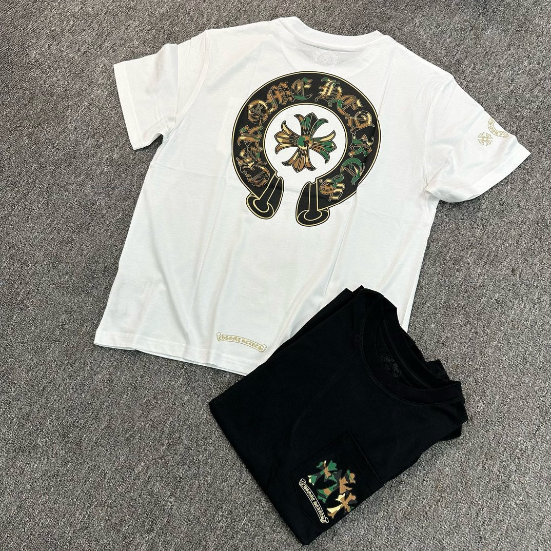 Chrome Hearts Horse Shoe Logo Pocket T-Shirt  Black and white /Camo