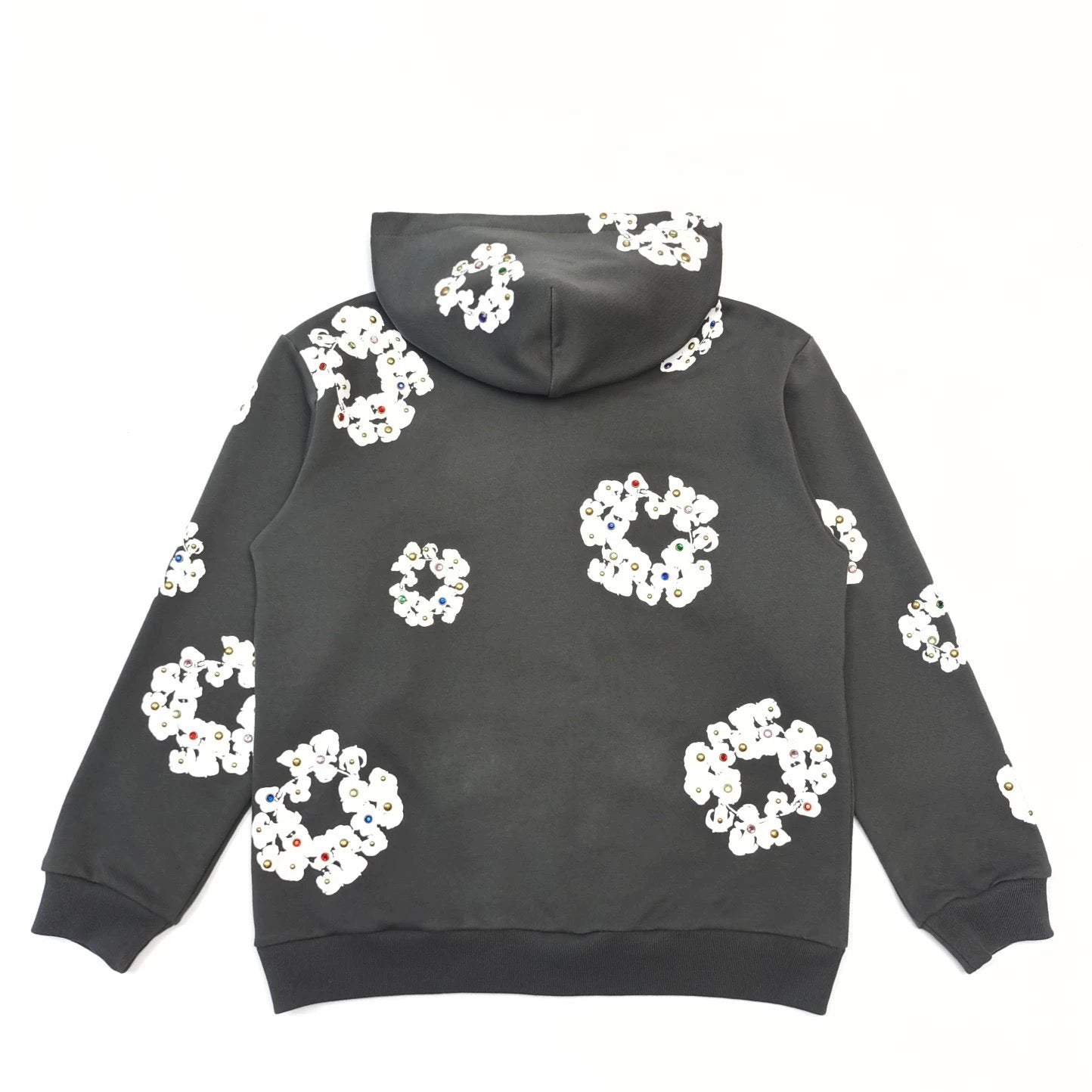 Denim Tears Rhinestone Wreath Zip Hoodie Vintage Black