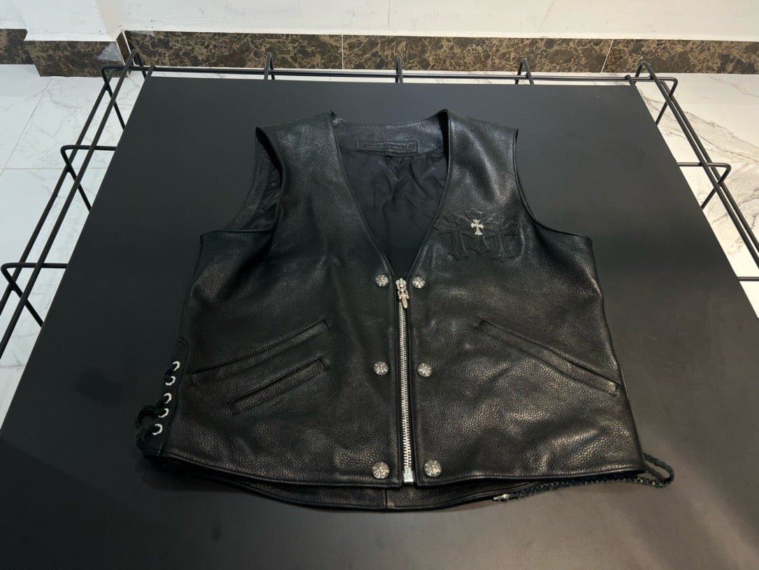 Chrome hearts - Veste en cuir manche courte