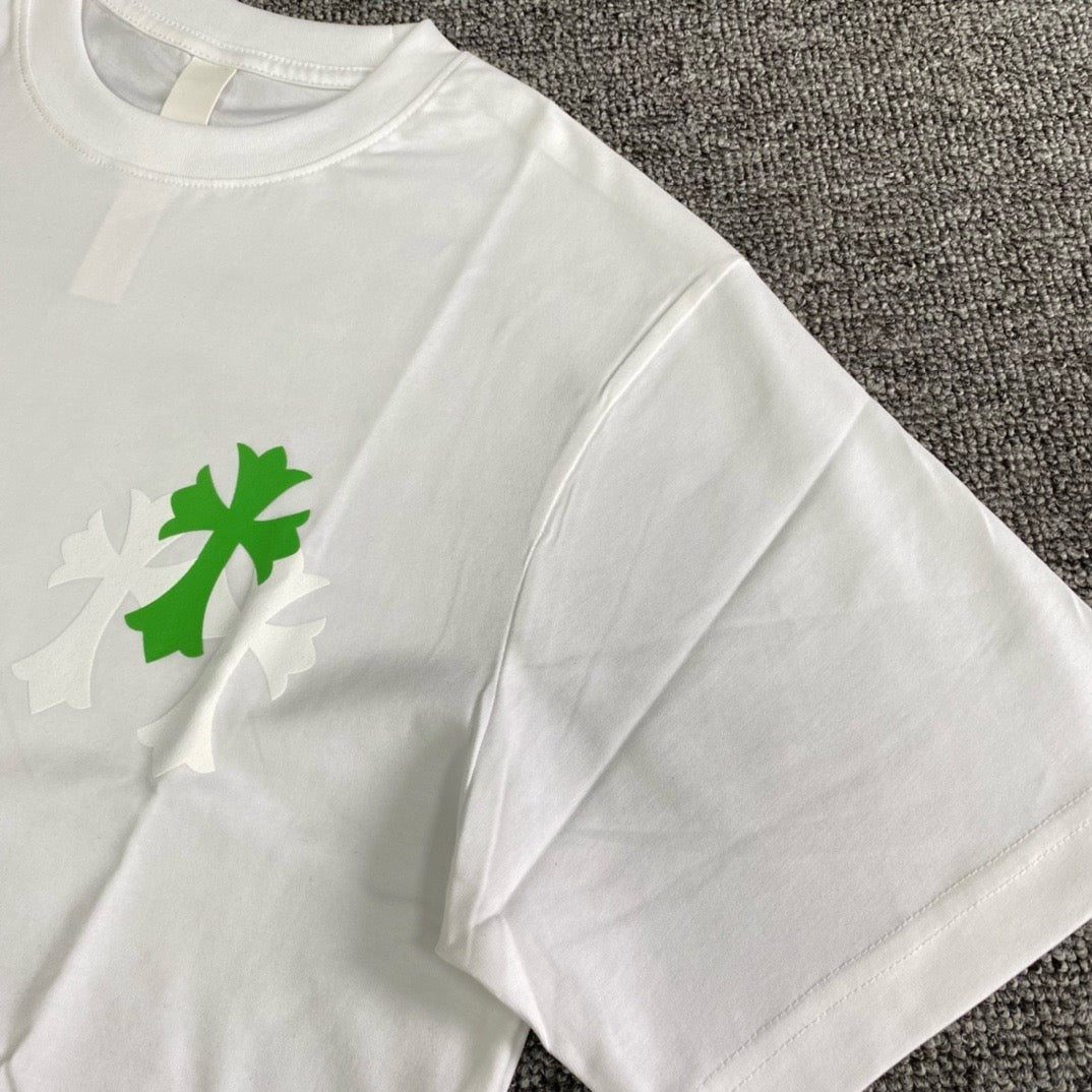 T shirt manche courte blanc et vert / Noir et vert