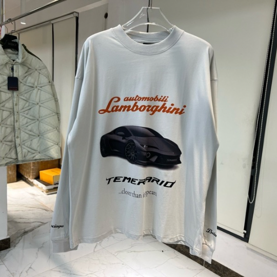 T-shirt À Manches Longues Oversize Automobili Lamborghini en Blanc Sali|Balenciaga