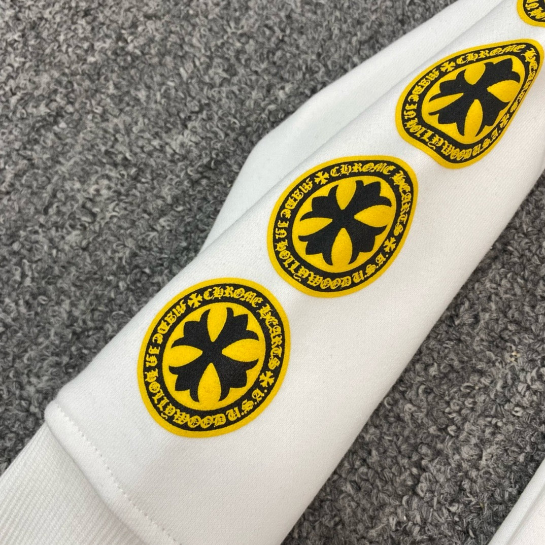 Chrome Hearts Plus Logo Pullover Hoodie - Black/Yellow  White/Yellow