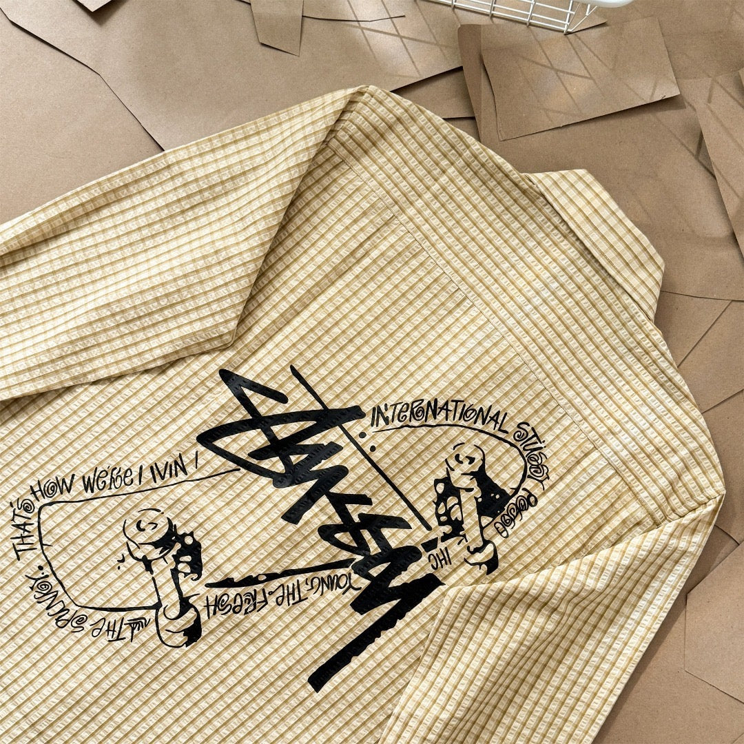 Chemise en coton manches longues Stussy