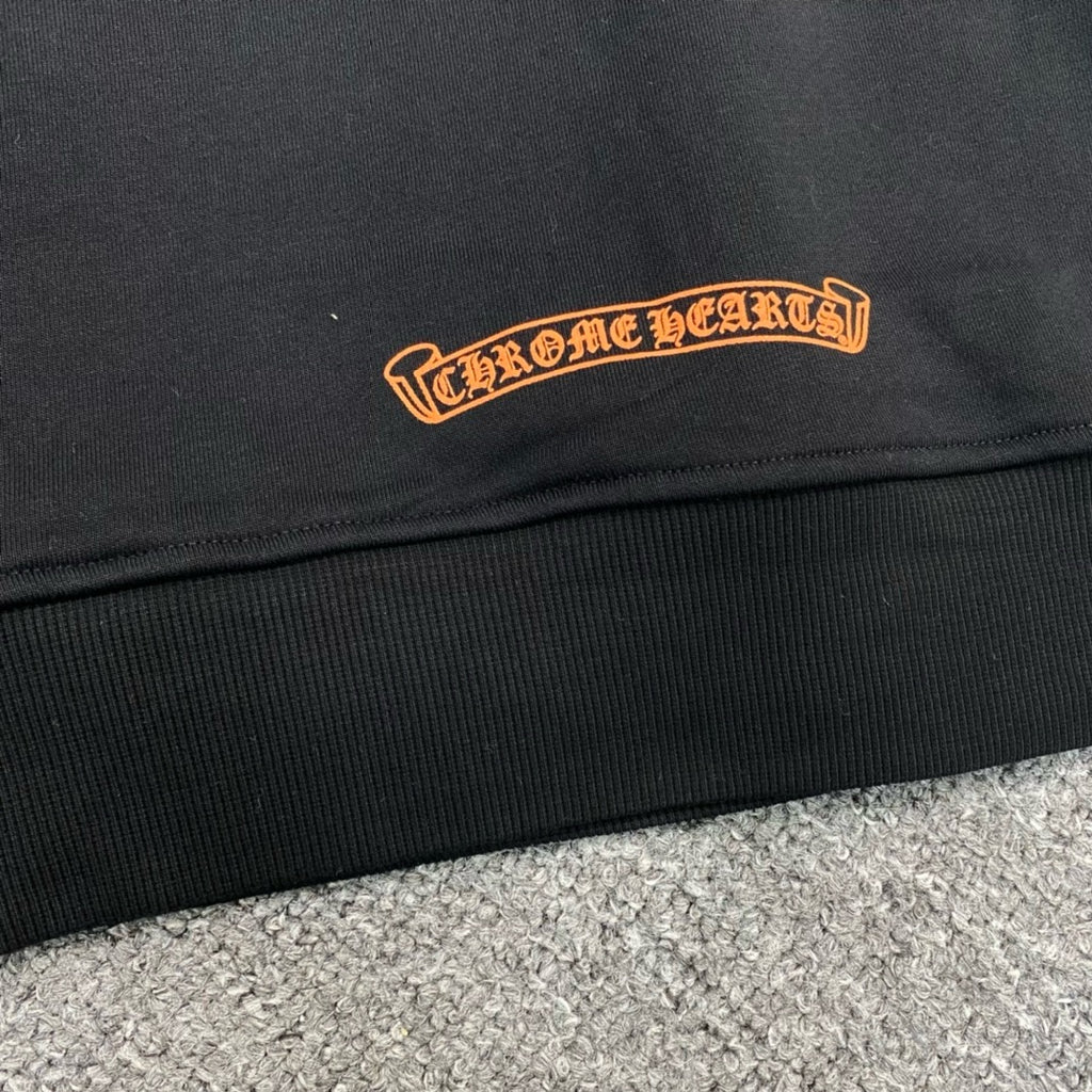 Sweatshirt à capuche manche longue Black and orange motif Chrome Hearts