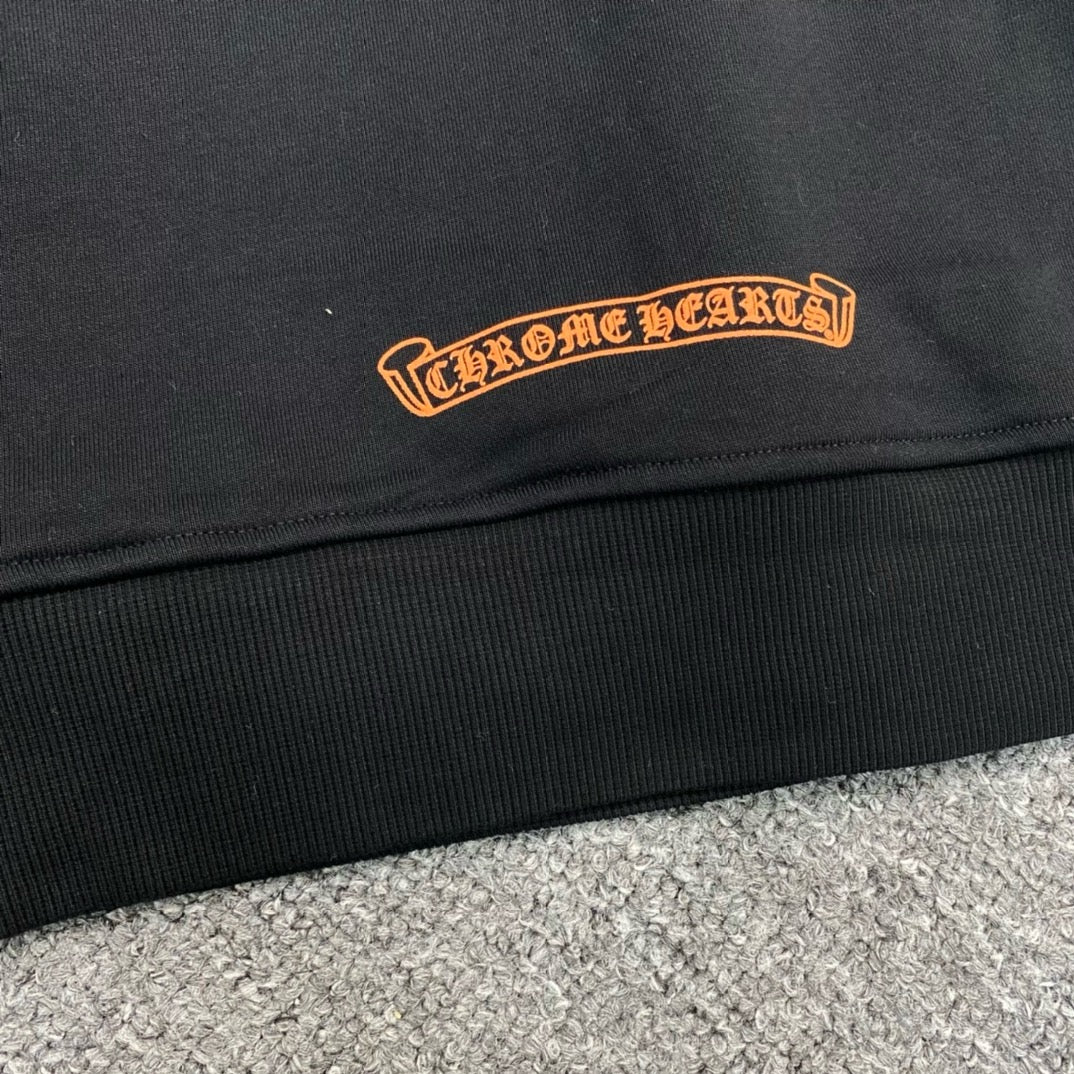 Sweatshirt à capuche manche longue Black and orange motif Chrome Hearts
