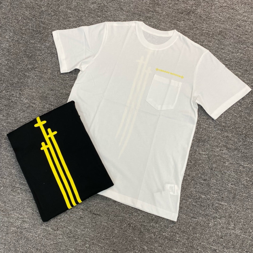 T shirt manche courte Blanc et jaune / Noir et jaune