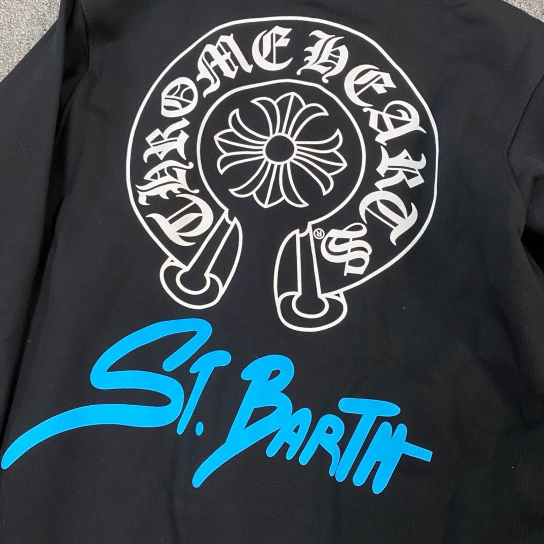 Sweatshirt à capuche manche longue Black and blue Saint Barth motif Chrome H