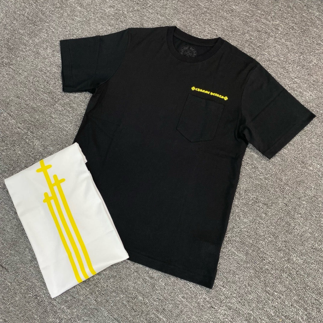 T shirt manche courte Blanc et jaune / Noir et jaune