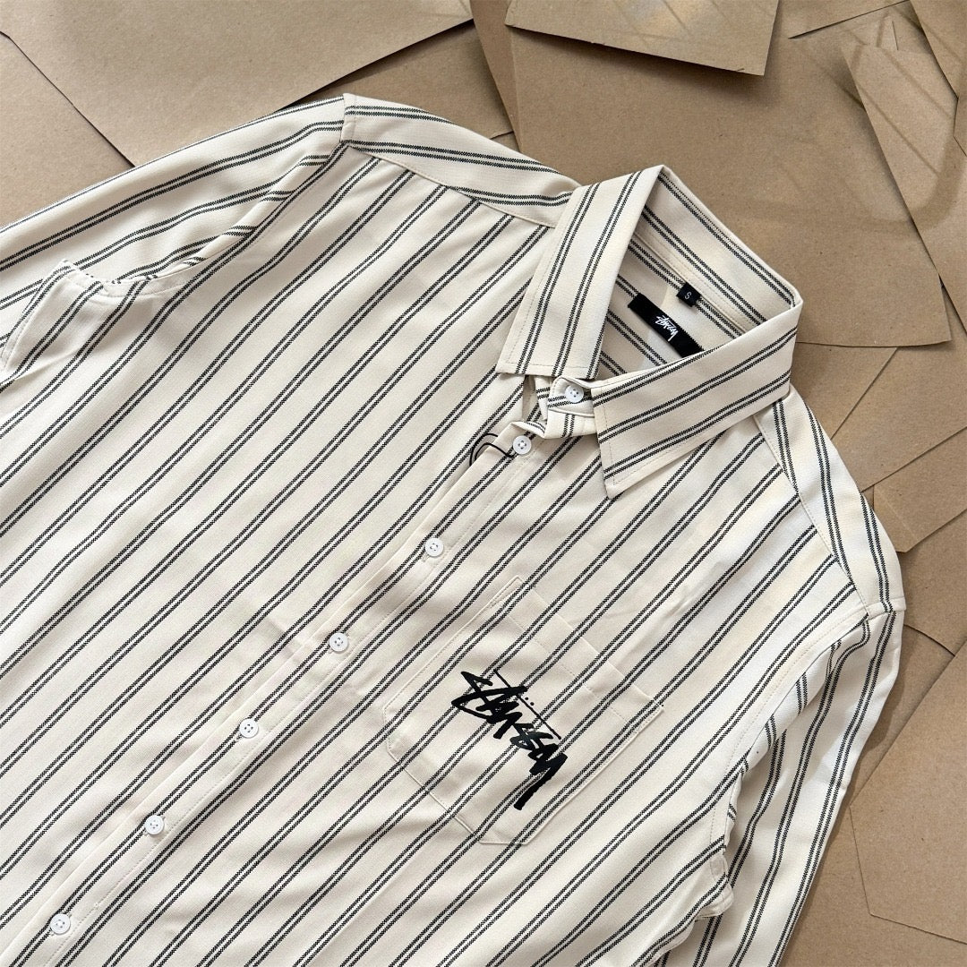 Chemise en coton manches longues Stussy