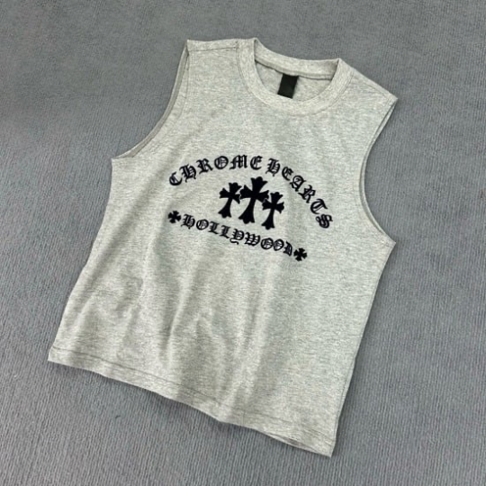 Chrome Hearts Triple Cross Tank Top Tee in Gray