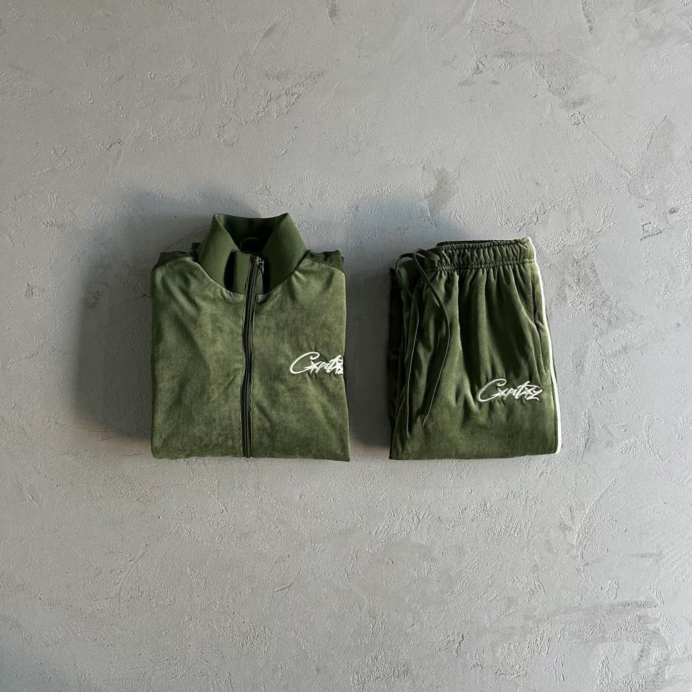 Survêtement Corteiz VVS Velours vert