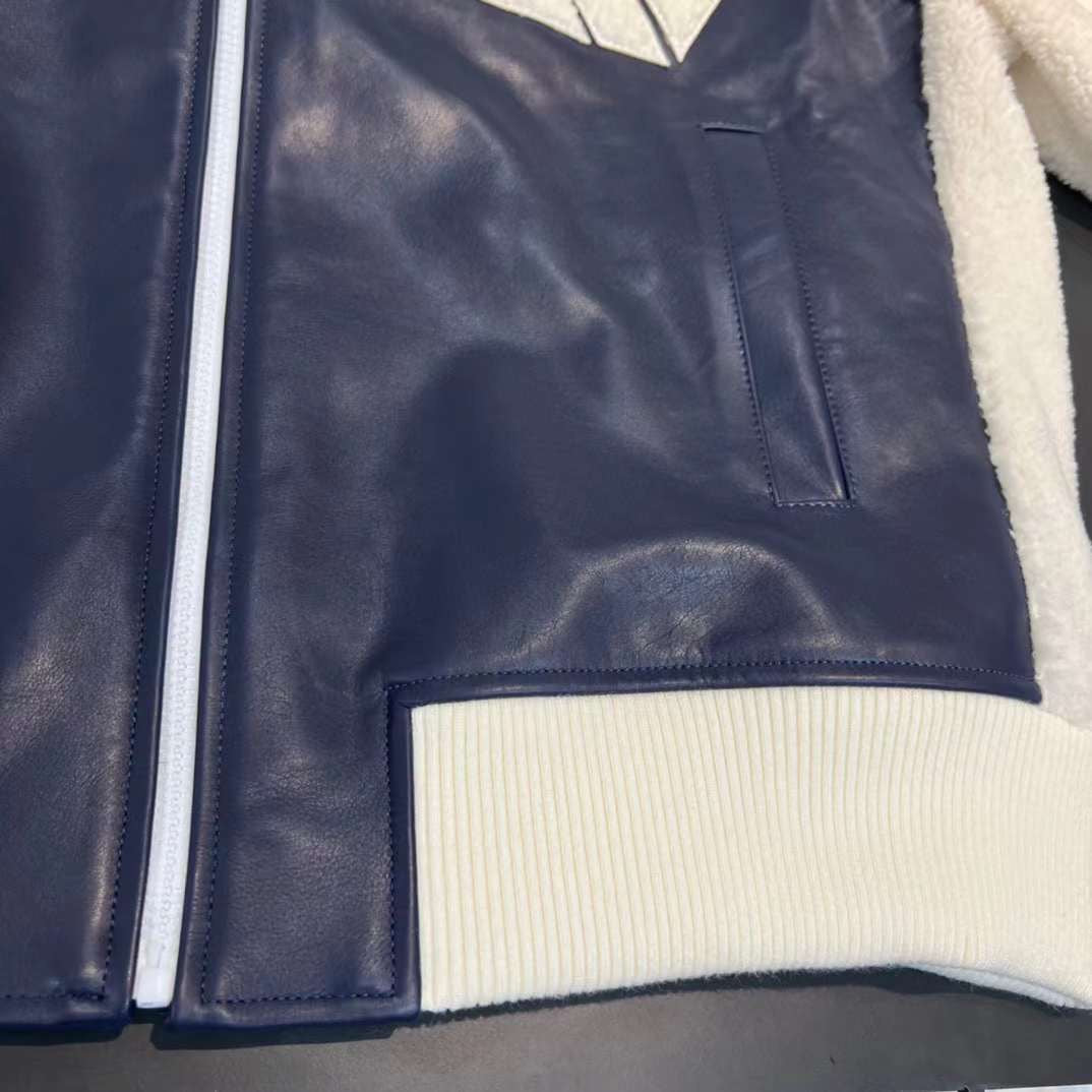 Blouson teddy Vuitton Flower en cuir et laine