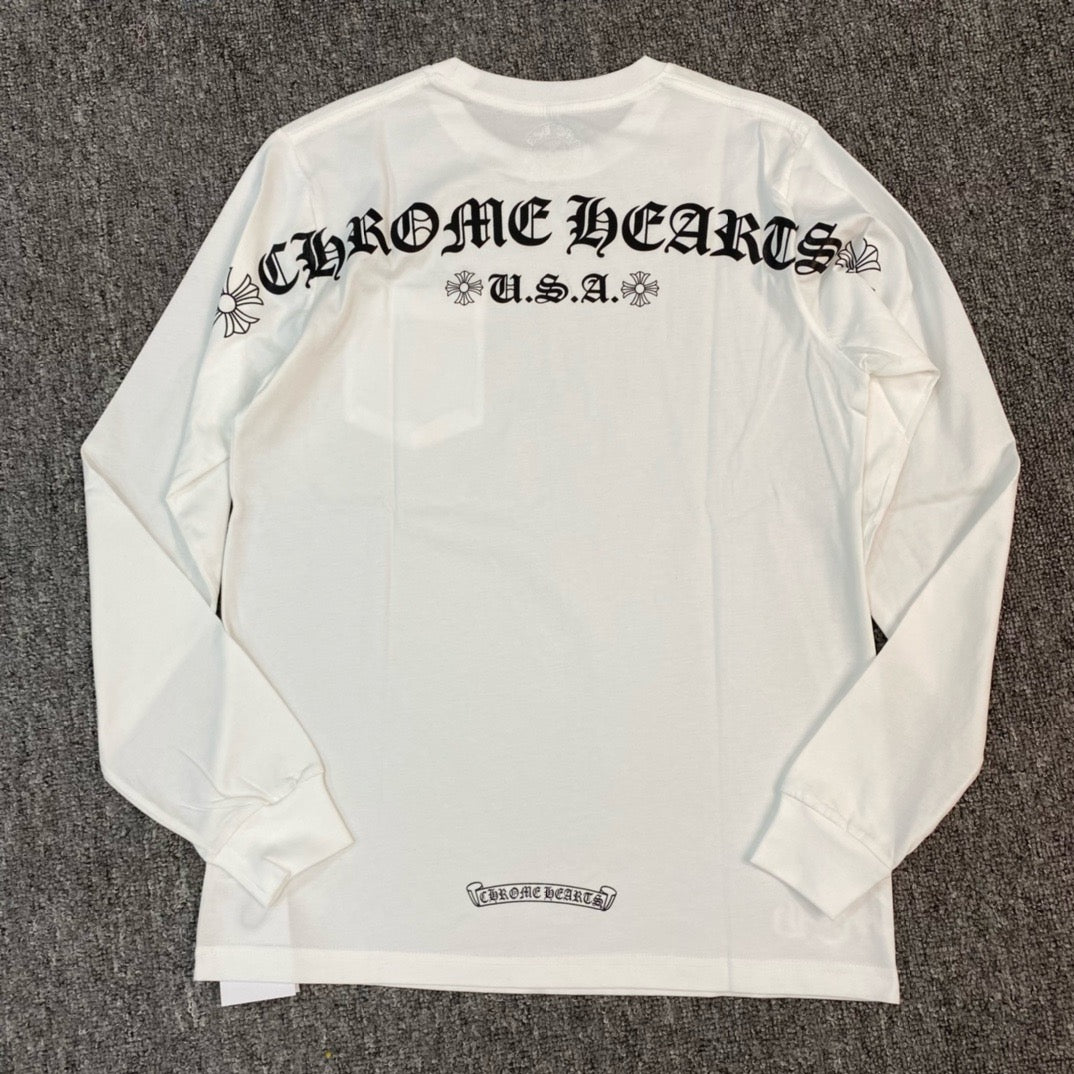 T shirt manche longue Chrome Hearts Shoulder Logo - White / Black