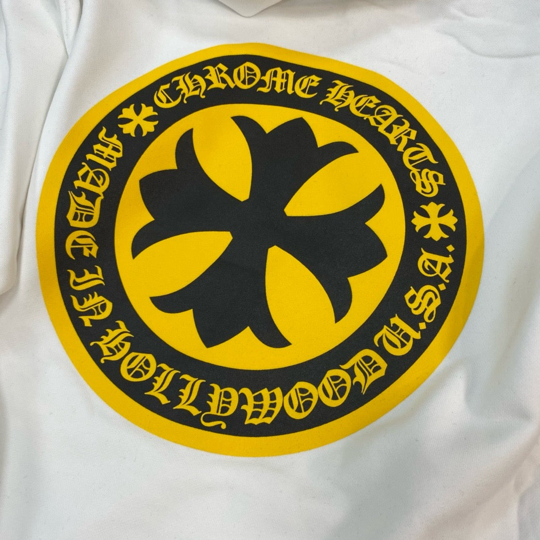 Chrome Hearts Plus Logo Pullover Hoodie - Black/Yellow  White/Yellow