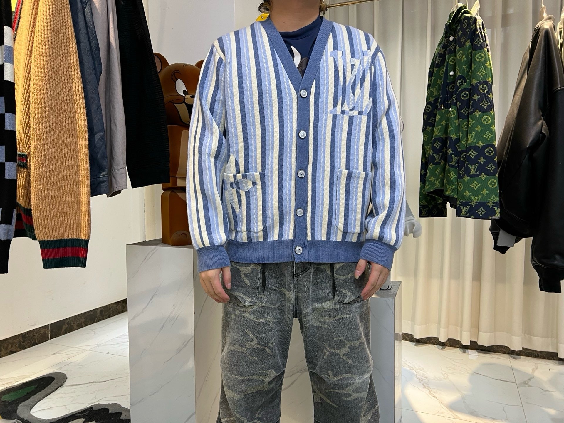 Cardigan en jacquard à rayures