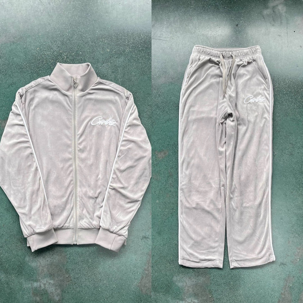 Survêtement Corteiz VVS Velours gris