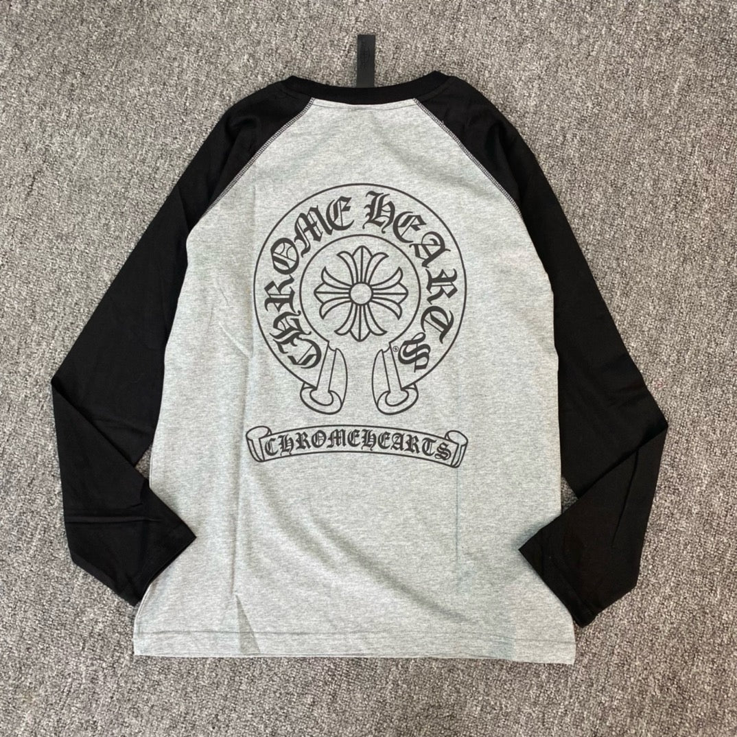 Chrome Hearts Horseshoe Baseball Shirt - Grey/Black