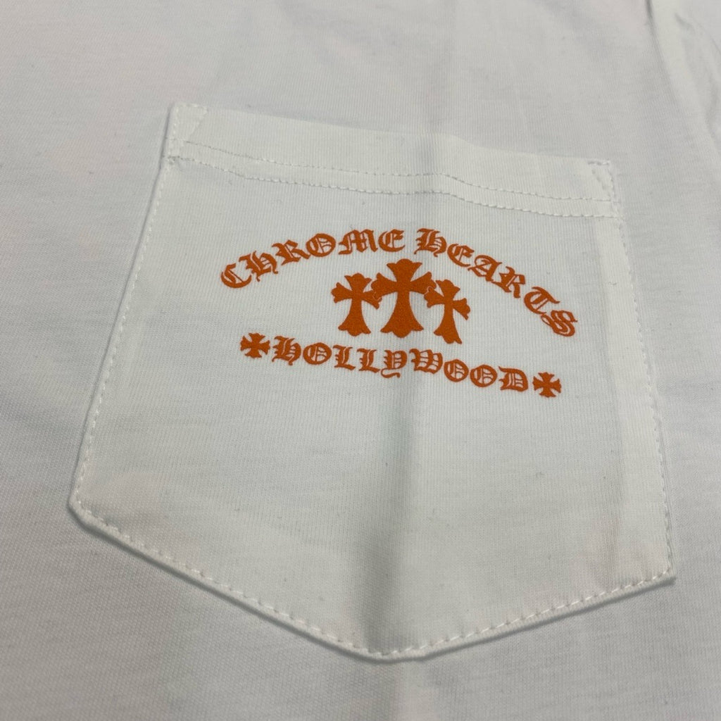 T shirt Chrome Hearts Made in Hollywood Plus Cross S/S T-shirt White/Orange