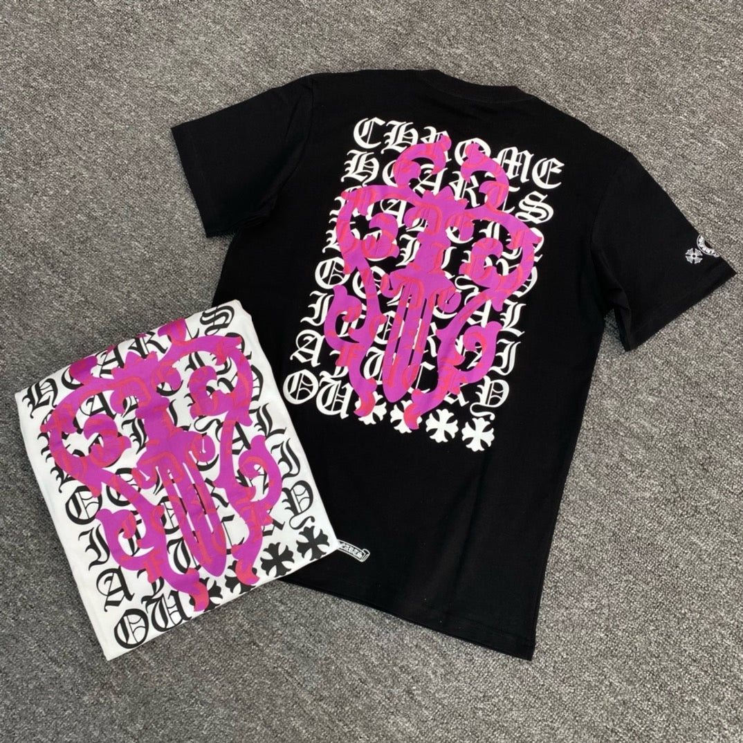 T shirt Noir et rose Chrome Hearts Eye Chart Dagger