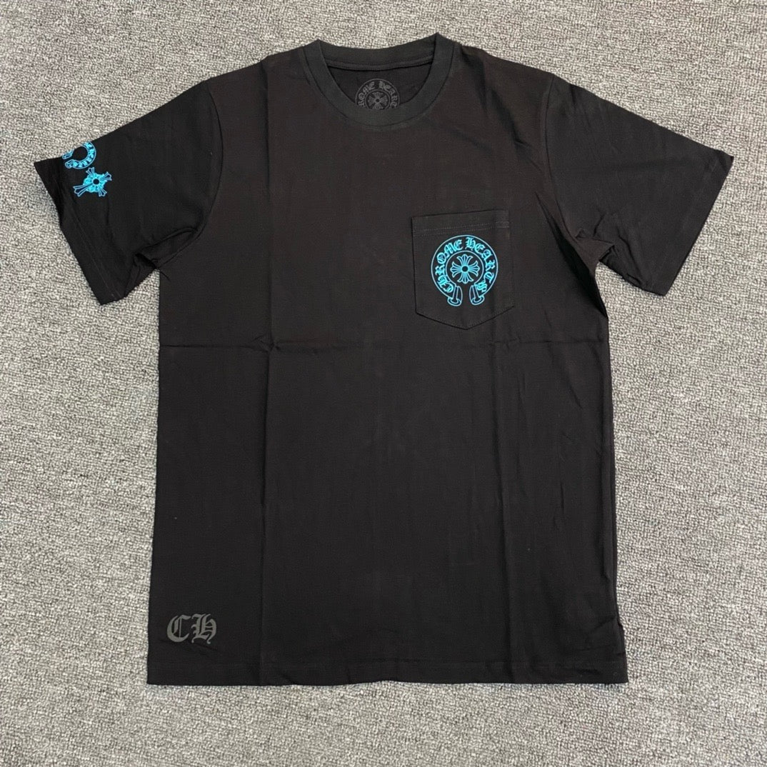 T shirt manche courte Chrome Hearts Triple Cross Logo  blanc  Bleu / Noir Bleu