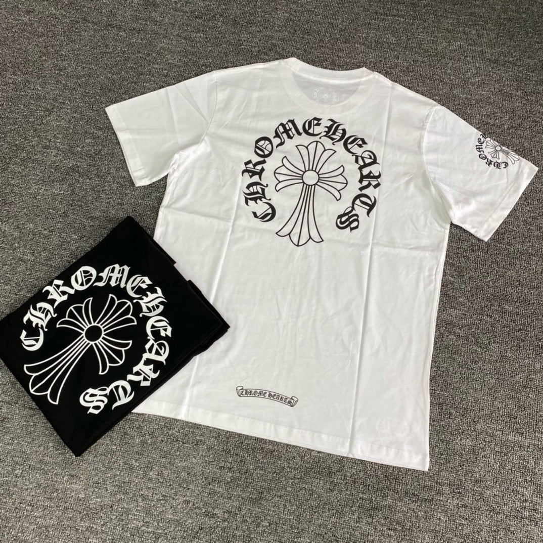 T shirt manche courte Chrome Hearts Neck Logo Blanc noir / Noir blanc